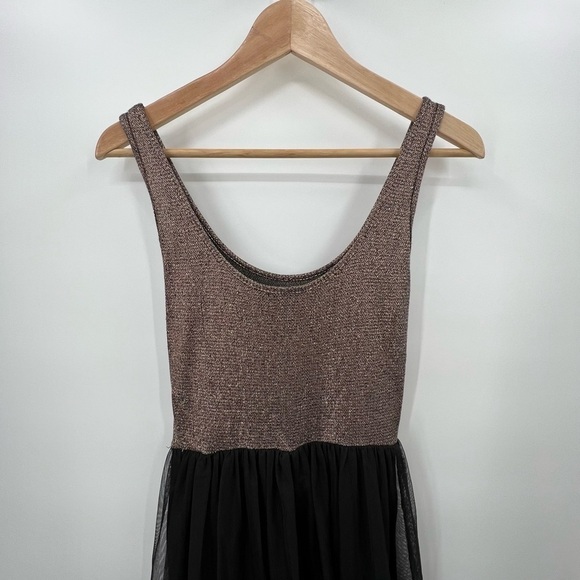 Top Shop Gold Tank Black Lined Tulle Dress Ladies Size 4 - Picture 7 of 11